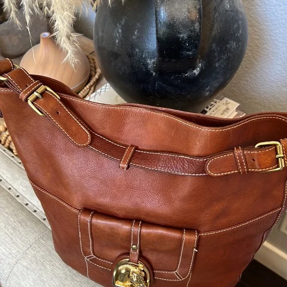 Ralph Lauren Vintage Western Style Horse Emblem Leather Tote Shoulder Bag - Picture 6 of 13